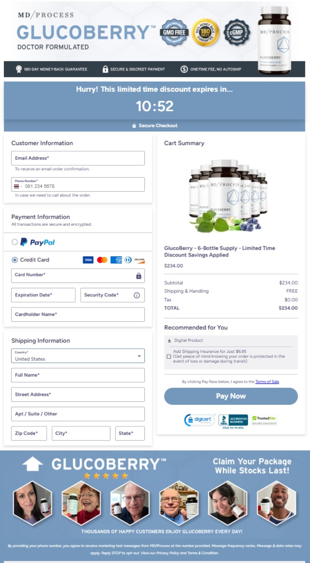 GlucoBerry Official Website Secure Order Page